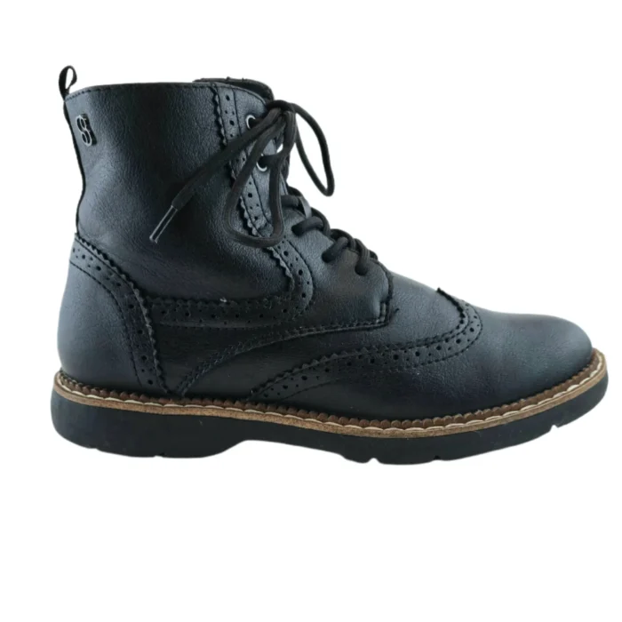 Vintage S. Oliver black leather lace-up boots with brogue detailing