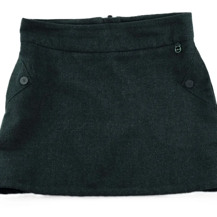 Vorderansicht eines dunkelgrünen Vintage-Rocks von 1.2.3 Paris mit Knopfdetails