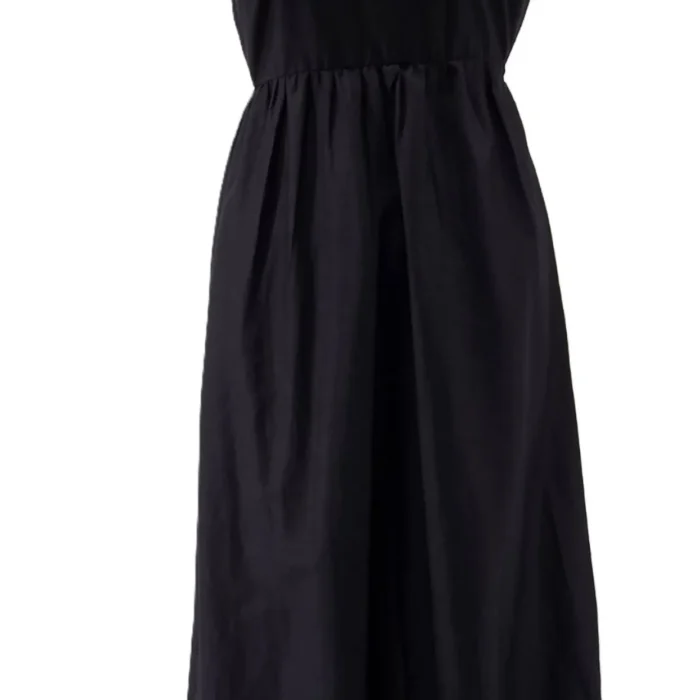 Front view of black vintage dress Primark with floral embroidered hem