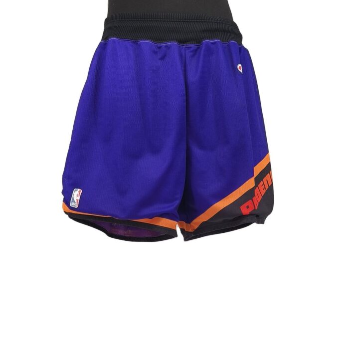 Vintage Champion NBA Phoenix Suns shorts front view purple and orange retro style