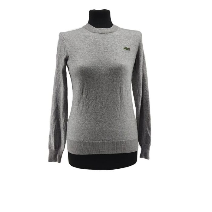 Front view of vintage sweatshirt Lacoste – classic unisex retro crewneck with logo.