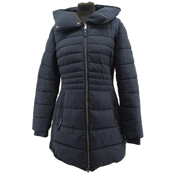alt="Tom Tailor vintage women’s jacket navy front view retro winter coat"