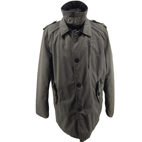 ALT 1: front view of vintage Wellensteyn long men’s coat in grey
