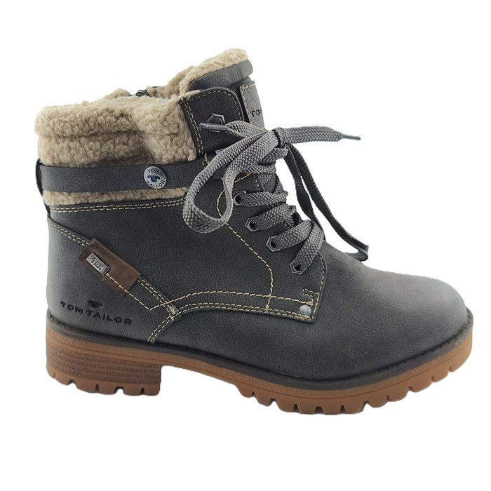 Side view of Vintage Boots Tom Tailor in dark grey TEX material with shearling lining