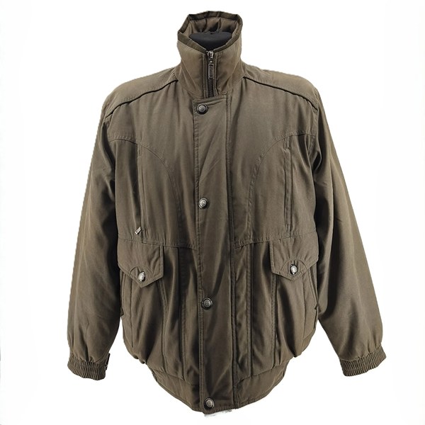 alt="Front view of vintage jacket for men T-Mode in brown retro outerwear style"