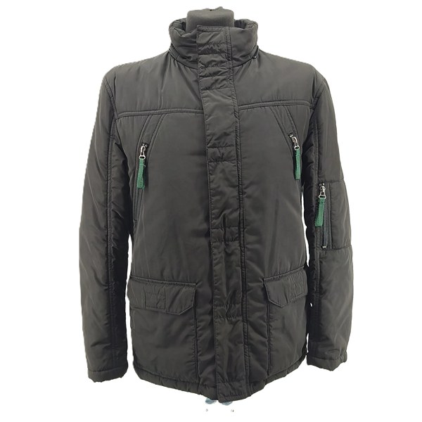 alt="Front view of vintage jacket for men Bonita in black with zip pockets"