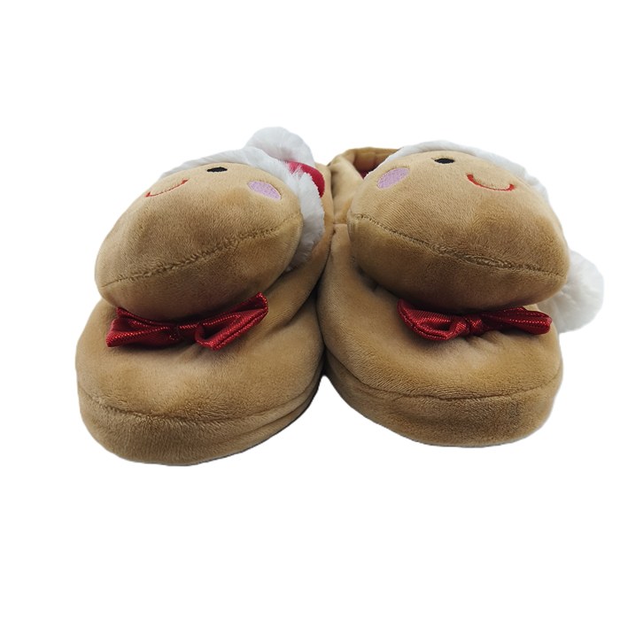 ALT 1: front view of vintage Home&You gingerbread Christmas slippers