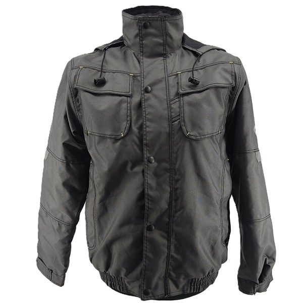 ALT 1: grey vintage jacket for men Cratex front view with pockets and high collar