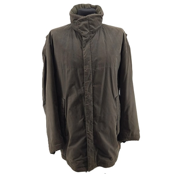 BOSS vintage coat jacket olive green retro 90s-style front view