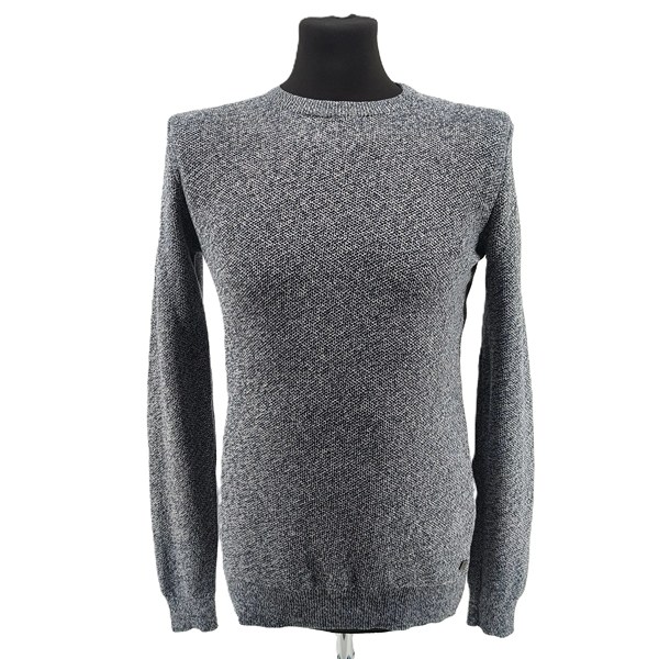 Vintage Sweaters for Men Tom Tailor grey Retro-classic-era-style melange knit texture