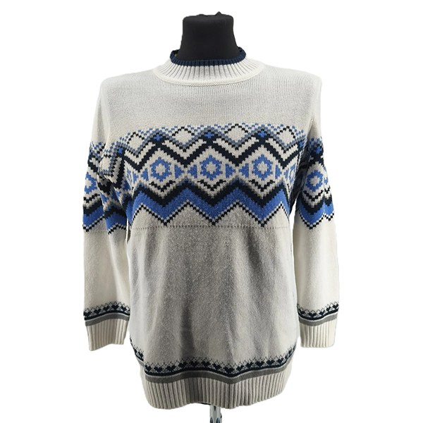 Vintage Sweaters for Men unbranded Retro-classic-era-style Scandinavian blue pattern detail