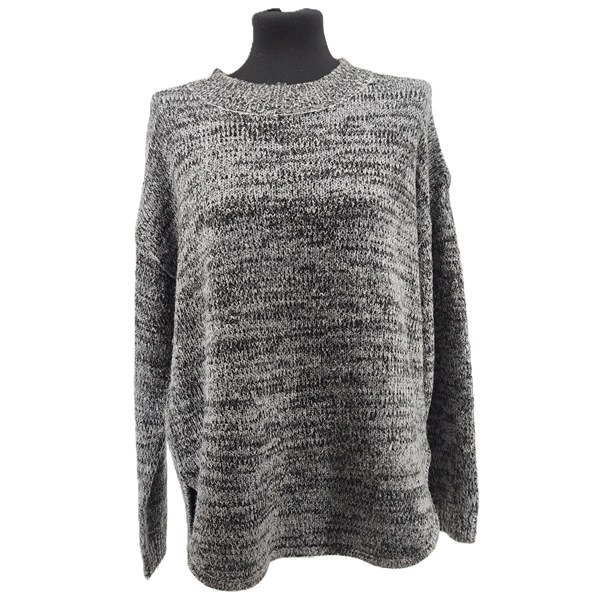 Vintage Laura Torelli sweater grey Retro-90s-style melange knit front view