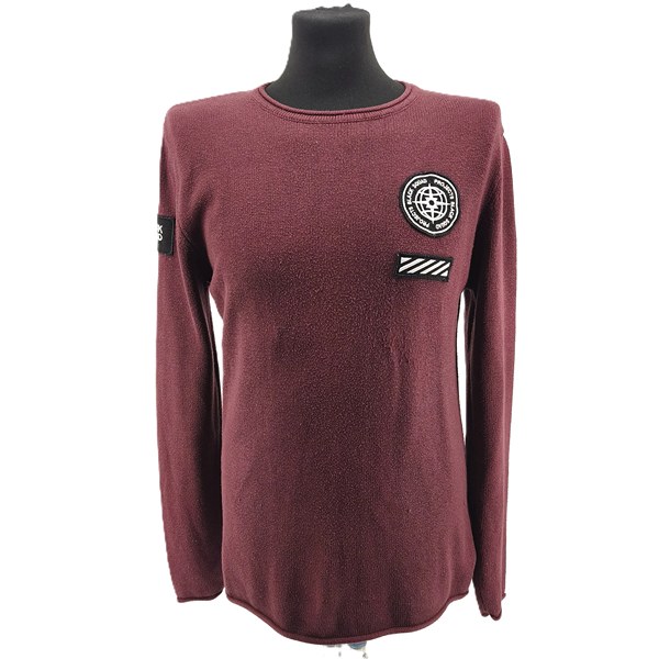 Vintage sweaters for men Black Squad burgundy Retro-2010s-style patch detail