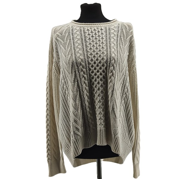 Vintage sweaters for women Pull&Bear beige Retro-2000s-style cable knit