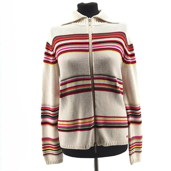 Vintage Sweaters for Women Esprit cream Retro-90s-style multicolor stripe front view