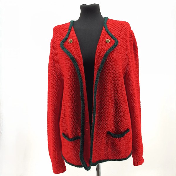 Vintage Sweaters for Women red Retro-80s-style contrast trim front view