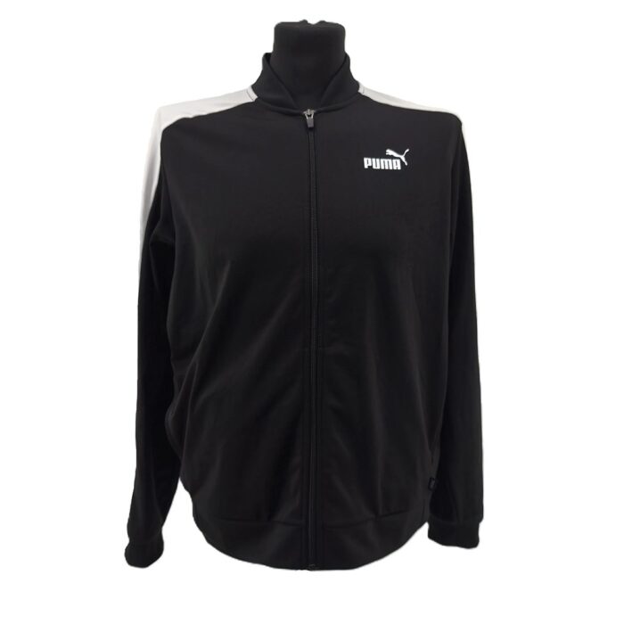 Vintage hoodie Puma track jacket black Retro-2000s-style front zip detail