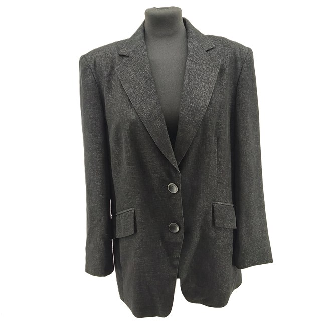 Vintage Set Tuzzi grey Retro-90s-style two-button blazer front view