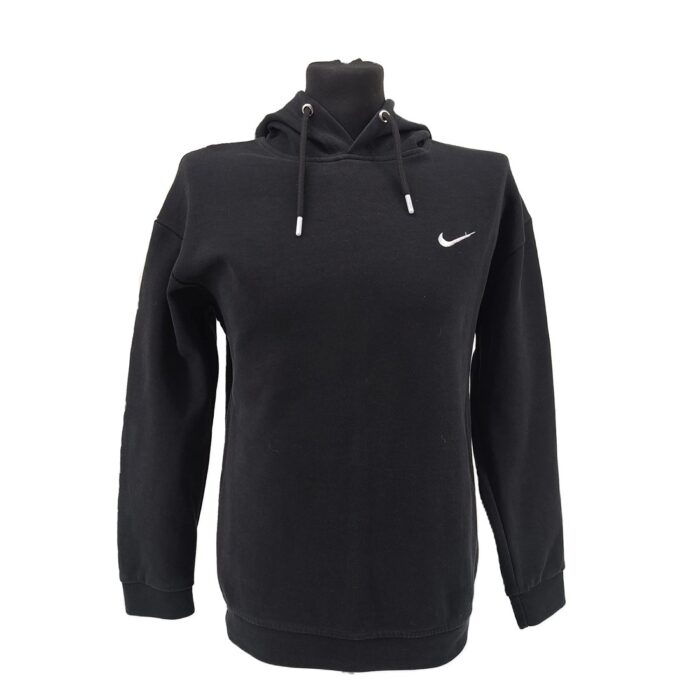 Vintage style hoodie Nike black Retro-2010s-style front view small Swoosh