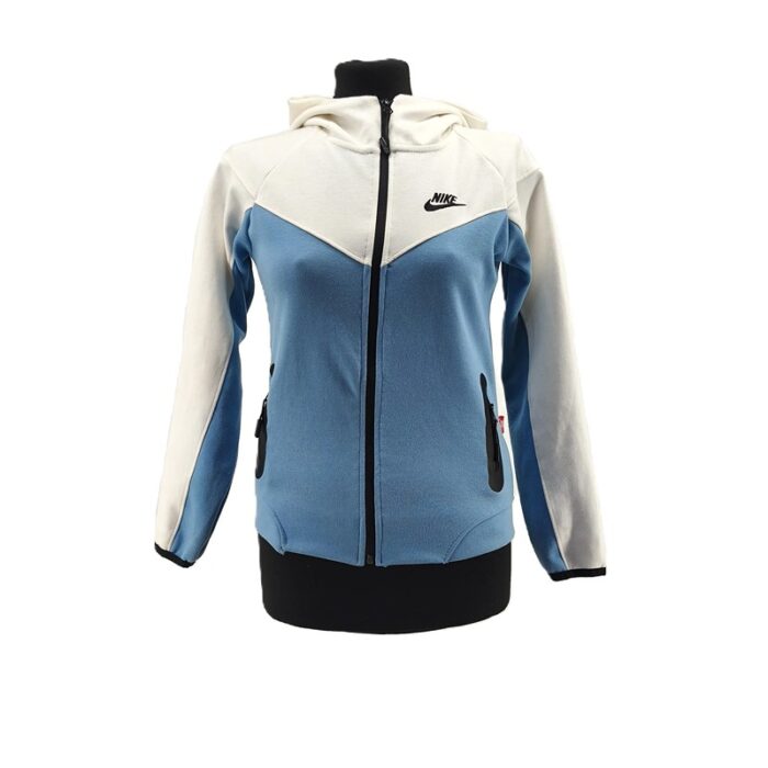 Vintage hoodie Nike zip-up blue Retro-2010s-style colour block front view