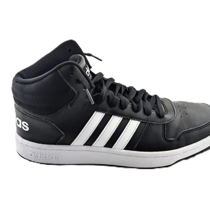 Vintage Mens Trainers Adidas mid-top trainers black Retro-90s-style 3-Stripes side view