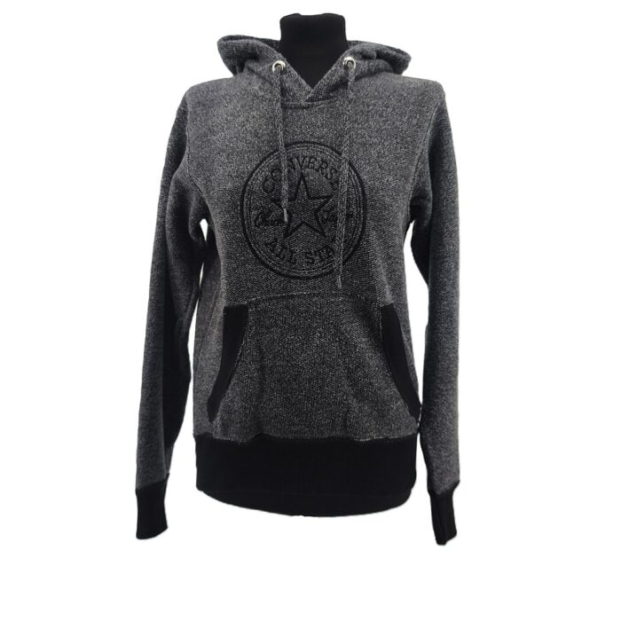 Vintage hoodie Converse All Star grey Retro-2010s-style embroidered front logo