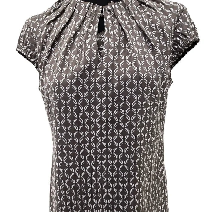 Comma Vintage Ladies Blouses brown Retro-2010s-style geometric pattern blouse