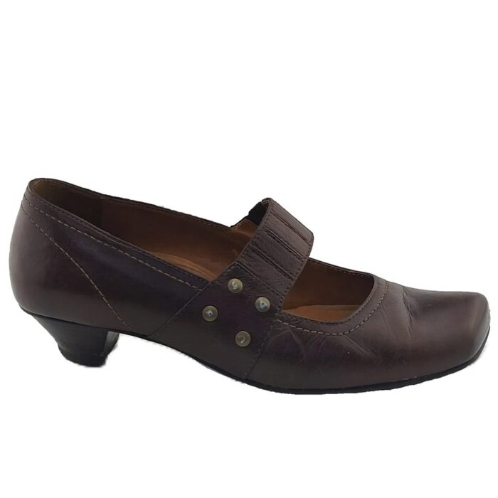 Paul Green Vintage Ladies Shoes brown Retro-2000s-style strap court heels side view