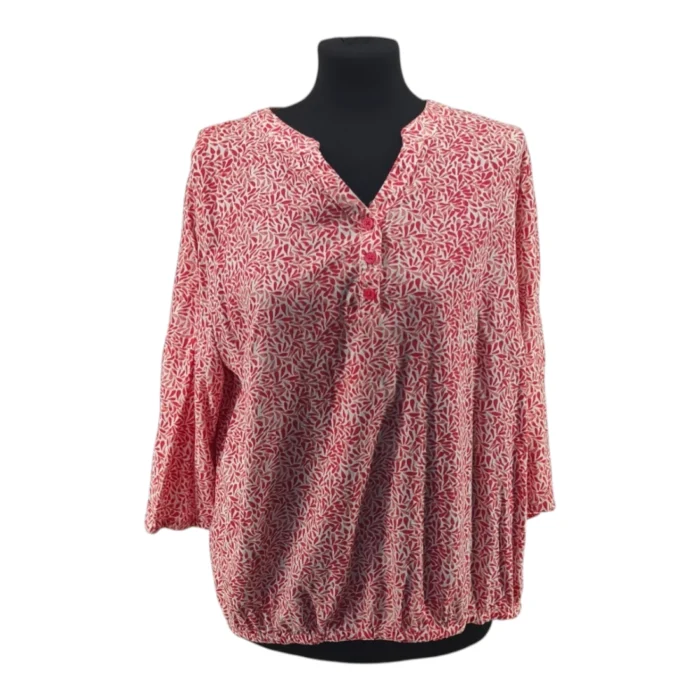 Laura Torelli Vintage Ladies Blouses Red Retro-Boho-style floral viscose detail