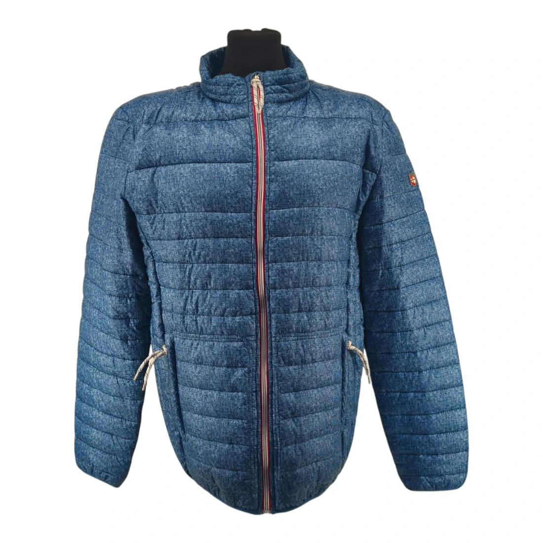 X-Land Vintage Men’s Lightweight Jackets Blue Retro-puffer-style denim-look outdoor jacket detail