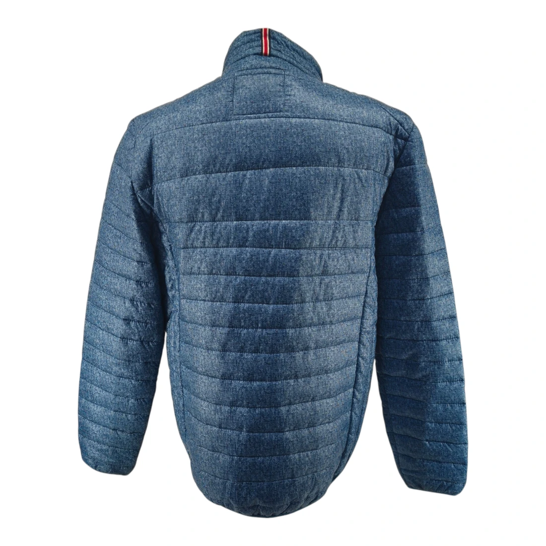 X-Land Vintage Men’s Lightweight Jackets Blue Retro-puffer-style denim-look outdoor jacket detail