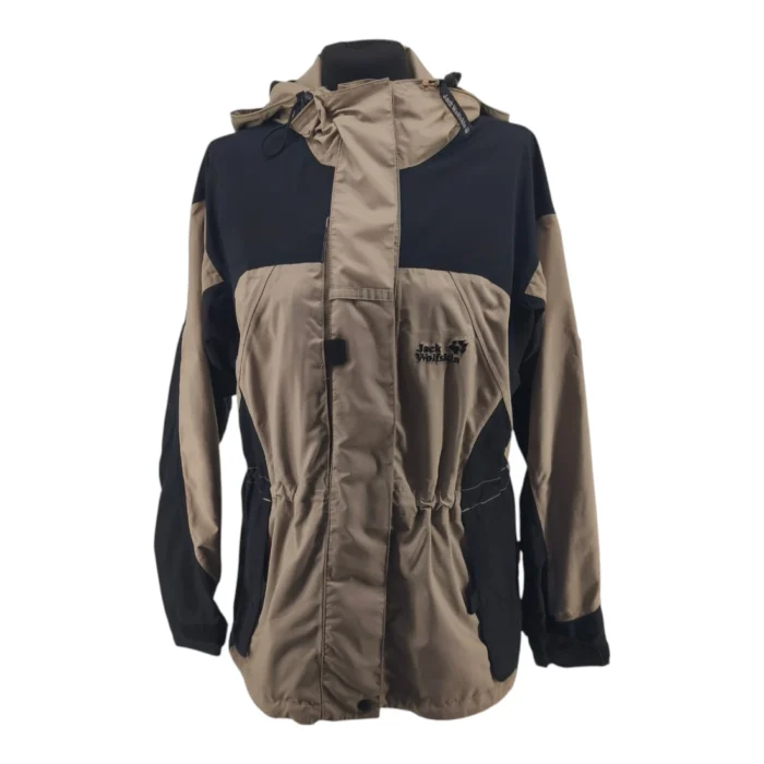 Jack Wolfskin Vintage Ladie’s Spring Jacket Beige Black Retro-90s-style outdoor trekking jacket detail