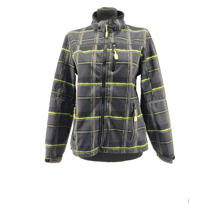 Outburst Vintage Ladie’s Spring Jacket grey Retro-2000s-style checked front view