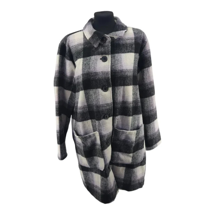 Multiblu Vintage Ladie’s Spring Jacket Black-White Retro-90s-style check shacket detail