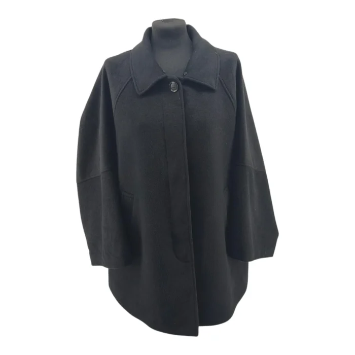 Isabell Schmitt Vintage Ladie’s Spring Jacket Black Retro-cocoon-style wool blend texture detail