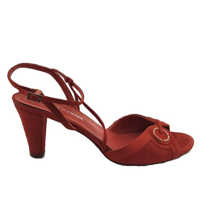 Sonia Rykiel Vintage Ladies Shoes red Retro-2000s-style ankle strap side view