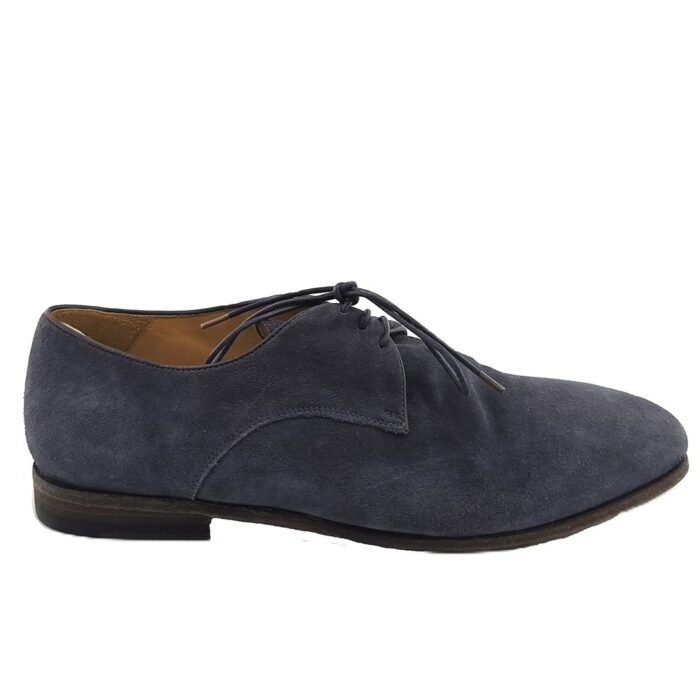 Officine Creative Vintage Mens Shoes blue Retro-2000s-style suede lace-up side view