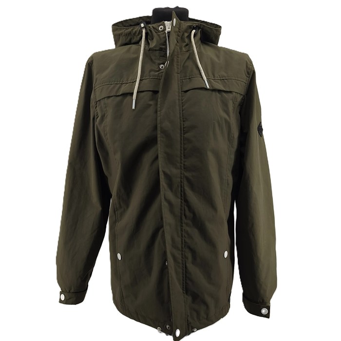 Rebel Vintage Men’s Lightweight Jackets green Retro-2010s-style front hooded view