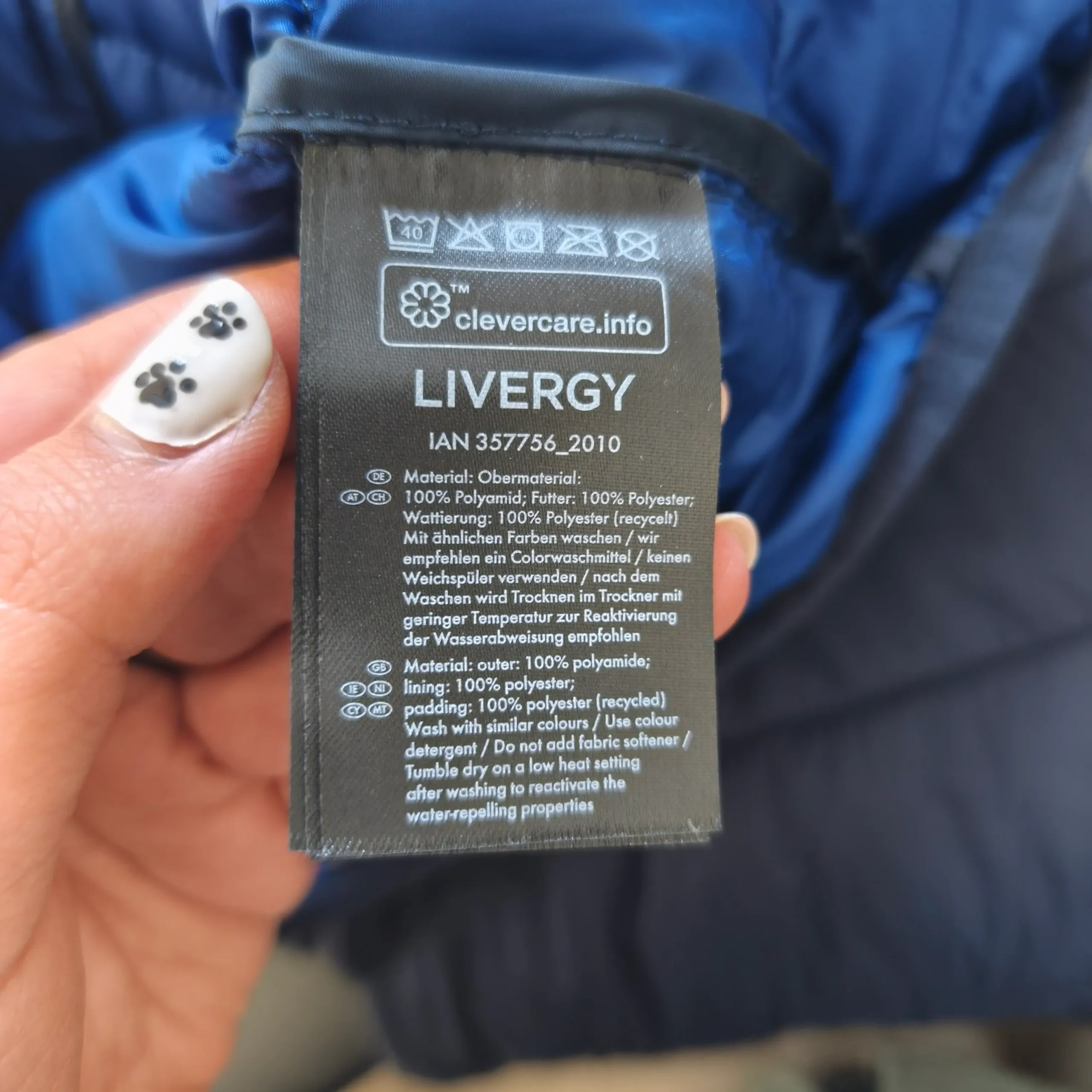 Livergy Vintage Men’s Lightweight Jackets Navy Blue Retro-2000s-style quilted puffer hooded detail